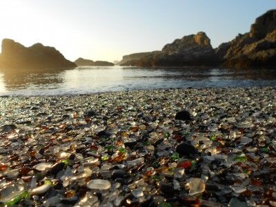 Sea Glass Beach sunset Looking out at the California Coastal National Monument from Glass Beach.