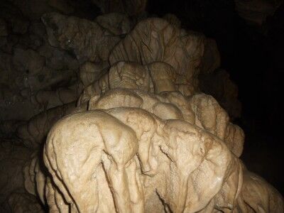 Flow stone closeup at Petrified Gardens in Oregon Caves