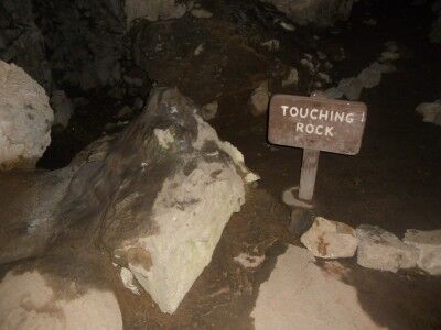 the touching rock at Crystal Cave entrance in Sequoia National Park