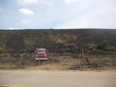 firetruck at highway 146 fire near Pinnacles National Monument