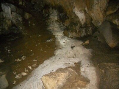 Calcite Flow Calcite Flow in the Dome Room in Crystal Cave at Sequoia National Park