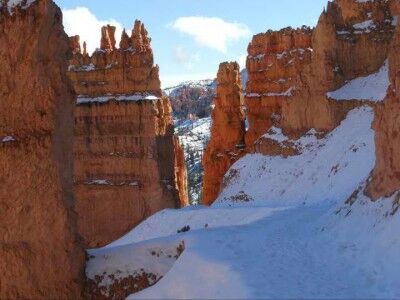 Snow covered Bryce Canyon National Park in winter