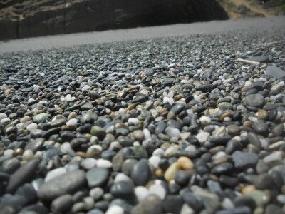 pebbles scattered on the beach at Agate Beach in Patrick's Point State Park California