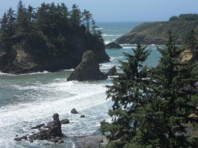 The view overlooking the beach at Trinidad State beach in California