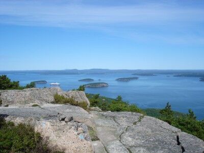 The view from the summit of Precipice Trail at Acadia National Park