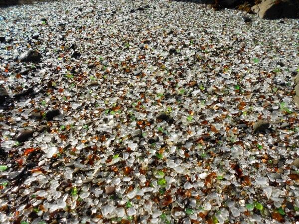 a beach made up almost entirely of sea glass in Fort Bragg, CA
