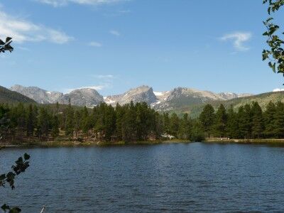 mountain view from Sprague Lake hike at Rocky Mountain National Park