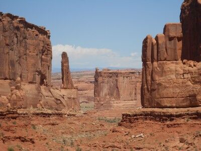 view from Park Avenue Viewpoint down canyon at Arches