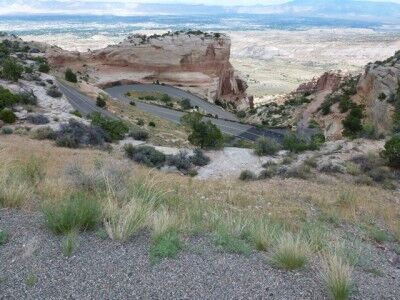 the steep curves of Colorado National Monument road