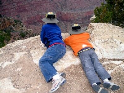 peering over the edge of the Grand Canyon