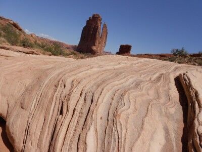 Park Avenue trail water worn sandstone at Arches National Park