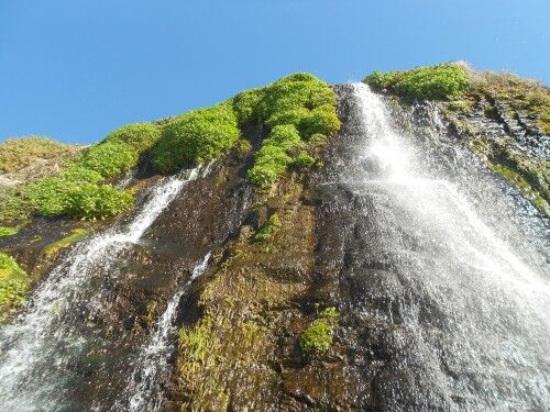 Looking up at Alamere waterfall