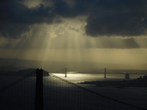 Golden Gate and Bay Bridge from Hawk Hill
